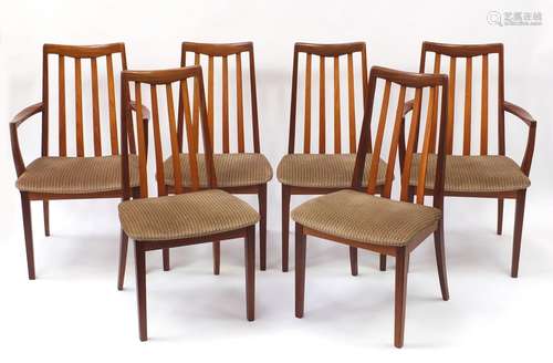 Set of six G Plan teak dining chairs including two carvers, each 93cm high : For Condition Reports