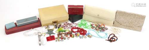 Costume jewellery including wristwatches, necklaces and brooches : For Condition Reports Please