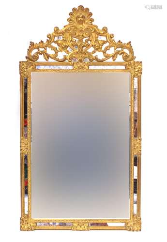 19th century design ornate gilt framed mirror, 125.5cm high x 67.5cm wide : For Condition Reports