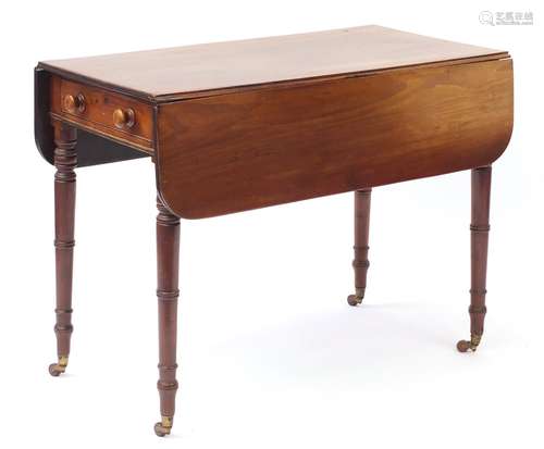 Victorian mahogany Pembroke table, 70cm H x 48cm W x 90.5cm D when closed : For Condition Reports