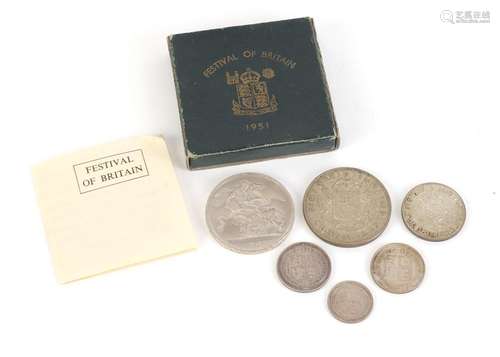 British coinage including a silver Festival of Britain crown and 1937 crown : For Condition