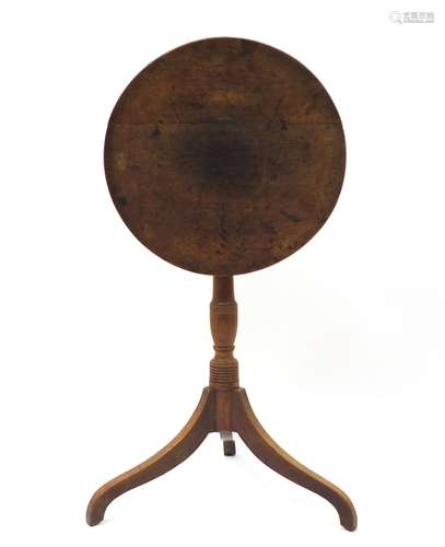 Antique oak tilt top tripod table, 67cm high x 45cm in diameter : For Condition Reports Please Visit