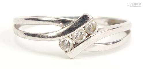 9ct white gold cubic zirconia ring, size N, 0.9g : For Condition Reports Please Visit Our Website,