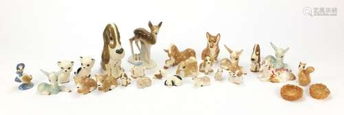 Collection of German porcelain animals by Szeiler, the largest 14.5cm high : For Condition Reports