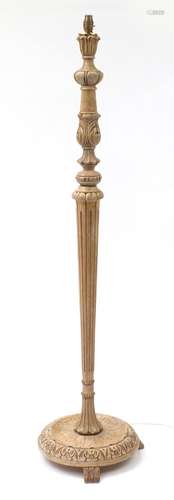 Carved limed oak standard lamp, 145cm high : For Condition Reports Please Visit Our Website, Updated