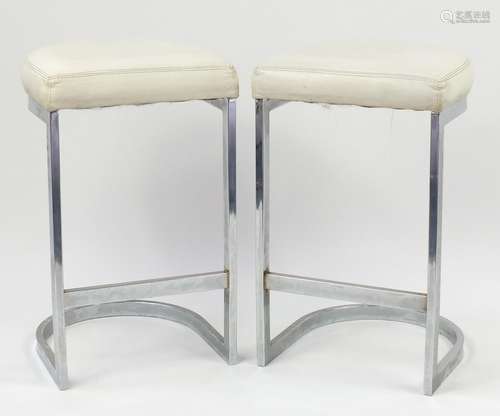 Pair of 1970's Dillingham MFG chrome stools, each 74cm high : For Condition Reports Please Visit Our