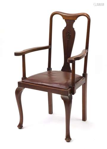 Queen Anne style mahagony armchair : For Condition Reports Please Visit Our Website, Updated Daily