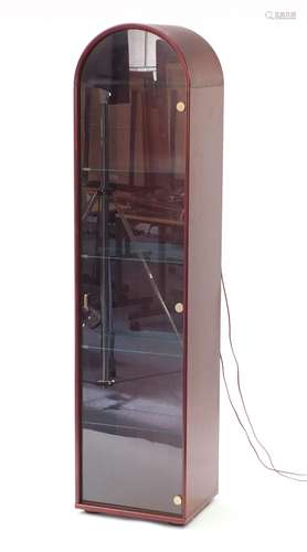 Mahogany dome top illuminated display cabinet, 182cm H x 44cm W 36cm D : For Condition Reports