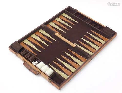 Suede travelling backgammon set retailed by Harrods : For Condition Reports Please Visit Our