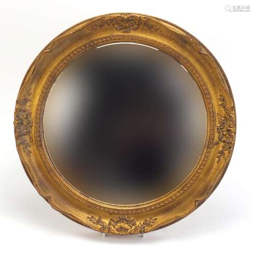 Circular gilt framed convex mirror, 45cm in diameter : For Condition Reports Please Visit Our