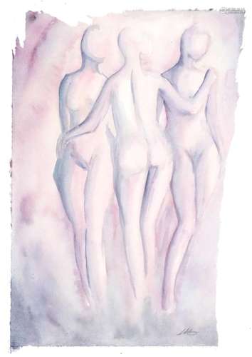 The female form, watercolour on paper, framed and glazed, 39cm x 29cm : For Condition Reports Please