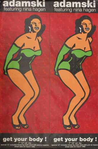 Adamski 'Get your Body' music poster, 152cm x 100cm : For Condition Reports Please Visit Our