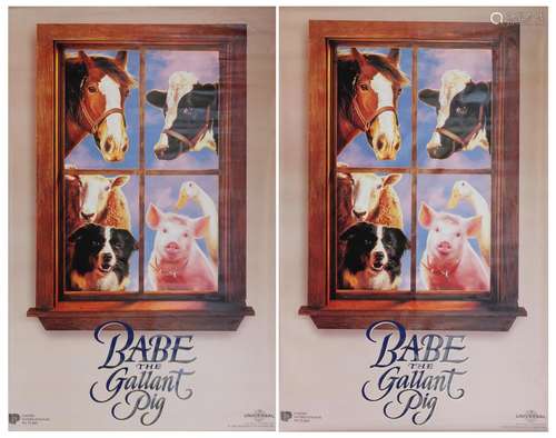 Two Babe linen film posters, each approximately 184cm x 117cm : For Condition Reports Please Visit