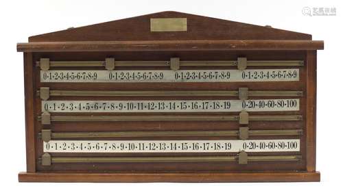 Karuelin & Hillman billiard scoreboard, 39cm high x 70cm wide : For Condition Reports Please Visit