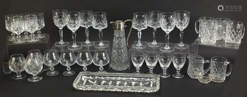 Glassware including cut glass glasses and a salt, the largest 18cm high : For Condition Reports