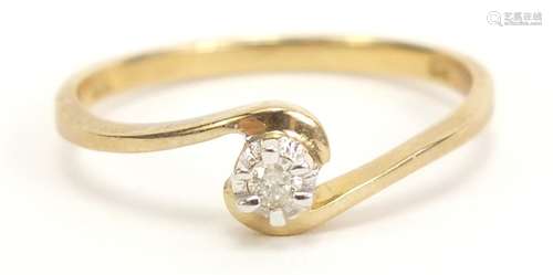 9ct gold diamond solitaire ring, size M, 1.3g : For Condition Reports Please Visit Our Website,