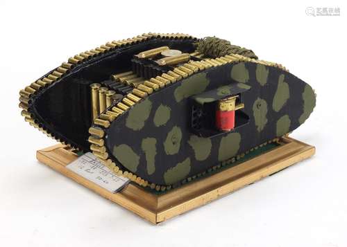 Military interest model of a World War I tank using shells, 33cm in length : For Condition Reports