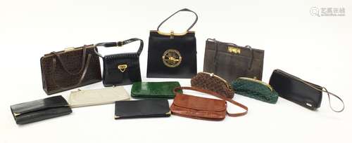 Vintage and later handbags and clutch bag including snakeskin examples : For Condition Reports