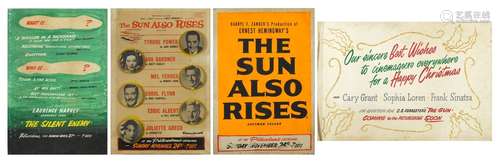 Four vintage advertising film boards including The Sun Also Rises, each 81.5cm x 55.5cm : For