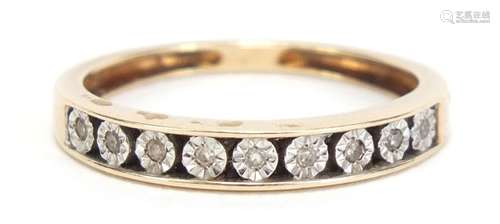 9ct gold diamond half eternity ring, size N, 1.7g : For Condition Reports Please Visit Our