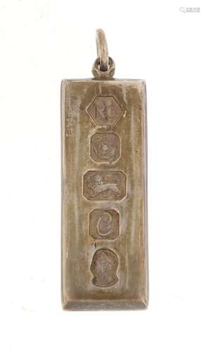 Silver ingot pendant by Carrs, 5cm in length, 30.6g : For Condition Reports Please Visit Our