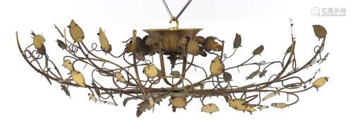 Italian Hollywood revival gilt metal six branch light fitting, 75cm in diameter : For Condition