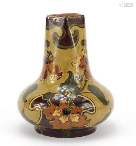 Art Nouveau Vienna pottery vase, hand painted in the pergamon pattern, numbered 5615, 15cm high :