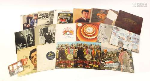 Vinyl LP's and a CD including two Beatles Sgt Pepper's Lonely Hearts Club Band with cut outs, Led