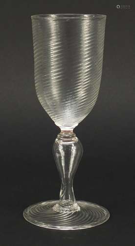 Early 20th century writhen wine glass by Powell, 19cm high : For Condition Reports Please Visit