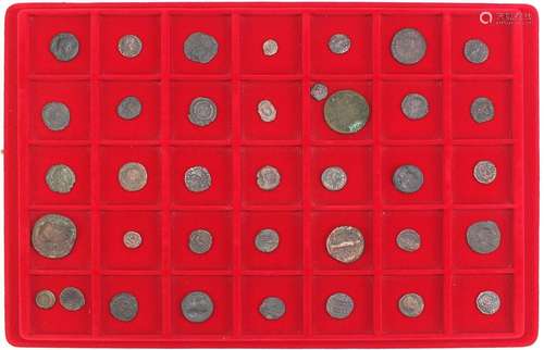 Collection of antique coinage arrange in a tray : For Condition Reports Please Visit Our Website,