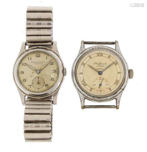 Two vintage gentlemen's wristwatches with military type dials, comprising J W Benson Tropical and