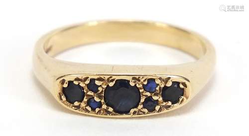 9ct gold sapphire ring, size Q, 2.7g : For Condition Reports Please Visit Our Website, Updated Daily