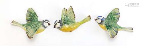 Three Beswick blue tit wall plaques, each 12cm wide : For Condition Reports Please Visit Our