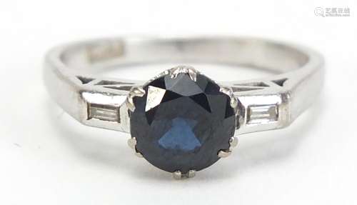 Art Deco 18ct white gold sapphire and diamond ring, size G, 2.7g : For Condition Reports Please