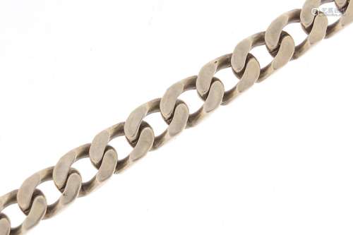 Heavy gentleman's silver curb link bracelet, 21cm in length, 71.8g : For Condition Reports Please