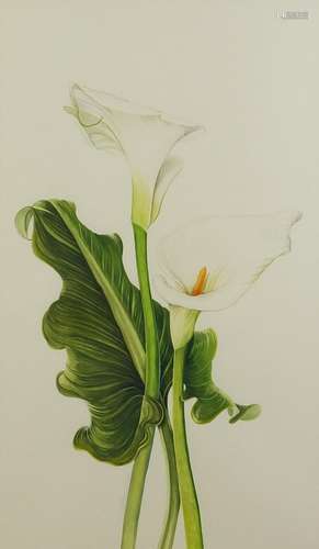 Anne Hale - Still life flower, watercolour, mounted, framed and glazed, 60.5cm x 35.5cm : For