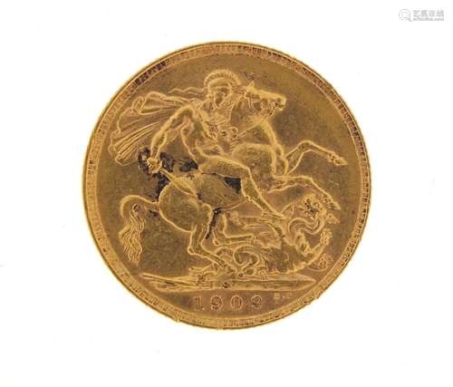 Edward VII 1909 gold sovereign : For Condition Reports Please Visit Our Website, Updated Daily