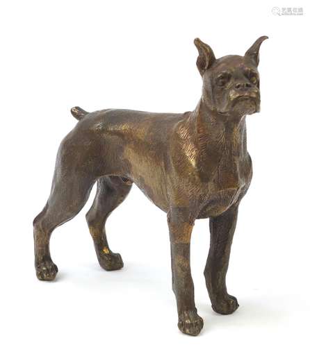 Bronze model of a bull terrier, 18cm wide : For Condition Reports Please Visit Our Website,