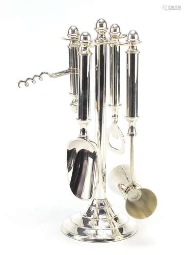 Novelty silver plated bar companion set including corkscrew and bottle opener, 28cm high : For