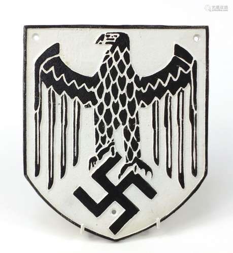 German military interest painted metal wall plaque, 24cm high : For Condition Reports Please Visit