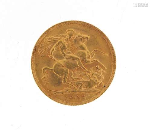 Edward VII 1908 gold sovereign : For Condition Reports Please Visit Our Website, Updated Daily