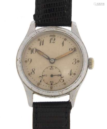 British military issue wristwatch with subsidiary dial, the case engraved ATP 299287, 30mm in