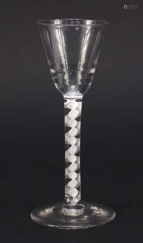 18th century Lynn wine glass with opaque twist stem, 15.5cm high : For Condition Reports Please