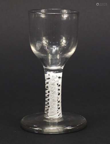 18th century firing glass with opaque twist stem, 11cm high : For Condition Reports Please Visit Our