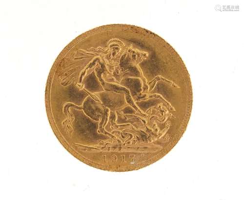 George V 1917 gold sovereign : For Condition Reports Please Visit Our Website, Updated Daily