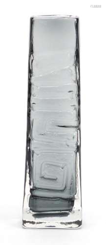 Whitefriars totem pole glass vase in pewter or willow designed by Geoffrey Baxter, 27cm high : For