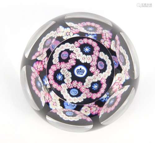 Whitefriars silver jubilee millefiori paperweight, numbered 621, 8cm in diameter : For Condition