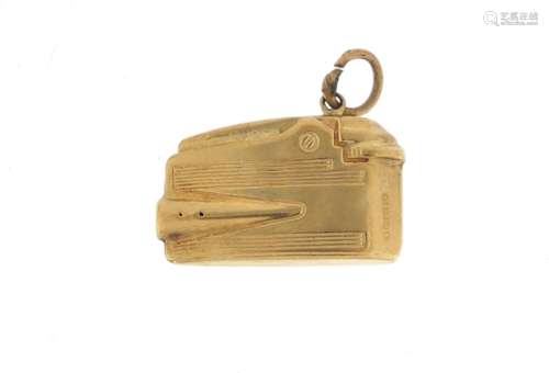 9ct gold pocket lighter charm, 1.8cm in length, 1.3g : For Condition Reports Please Visit Our