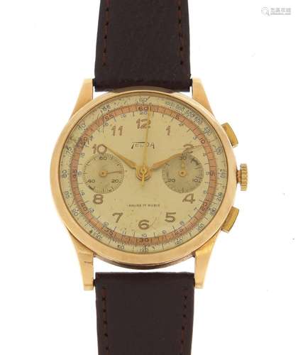 Gentlemen's 18ct gold Telda chronograph wristwatch, 37mm in diameter : For Condition Reports