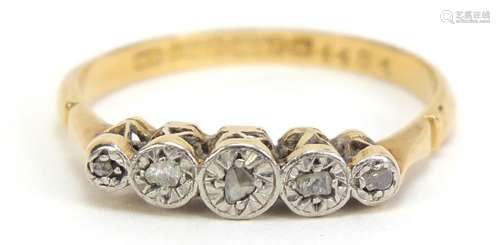 18ct gold diamond five stone ring, size K, 2.0g : For Condition Reports Please Visit Our Website,